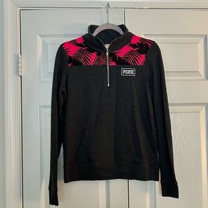 Dark Gray and Pink Quarter-Zip Pullover
